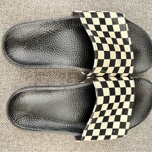 Vans Black and White Checkered Slides